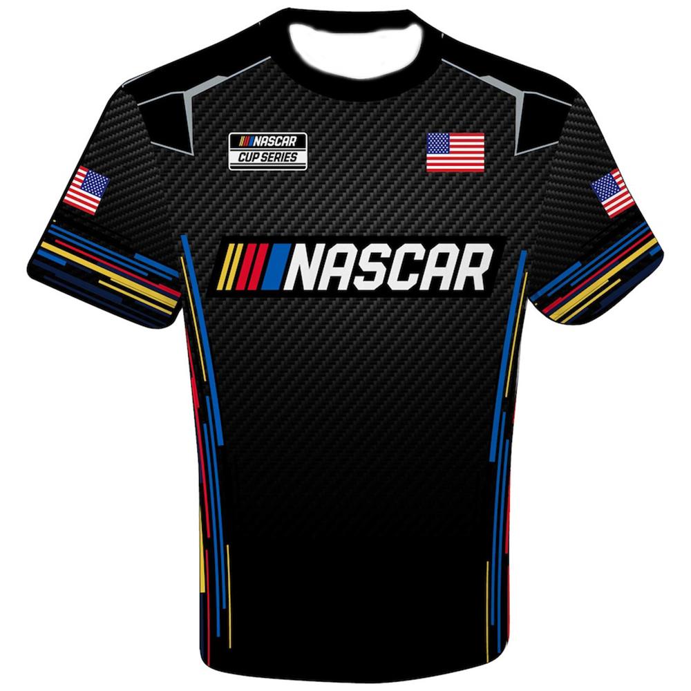 Xuhaijian02 Heren ronde hals trainingsshirt NASCAR geblokte vlag sportuniform 3D-print ademend snel drogend T-shirt unisex casual T-shirts S