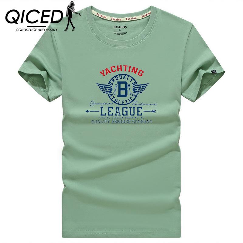 QICED Heren T-shirt met korte mouwen en losse, trendy O-hals S wit