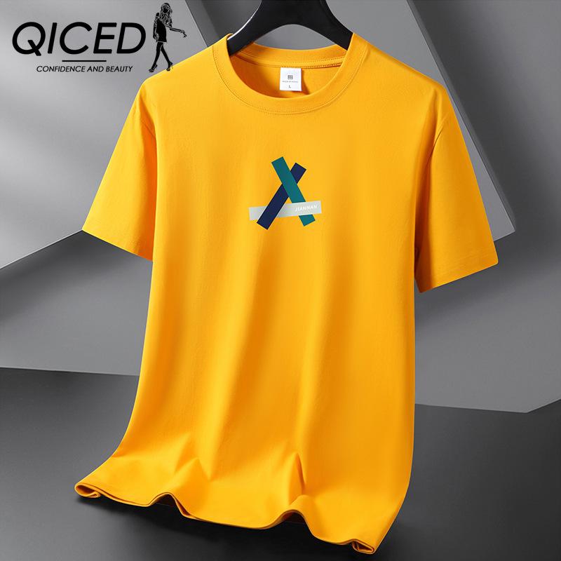 QICED Zomer T-shirt met korte mouwen Heren O-hals Trend Ondershirt S wit