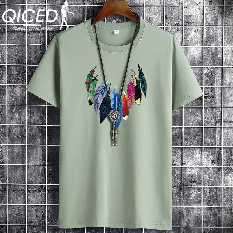 QICED Zomer T-shirt met korte mouwen Heren O-hals Trend Ondershirt S wit