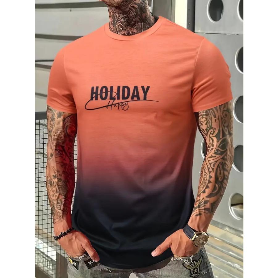 Explorer Outdoors Letters Heren T-shirt 3D Geprinte T-shirts Mannelijk Eenvoudig Gradiënt Mode Trend Korte Mouw T-shirts Casual Zomerkleding S