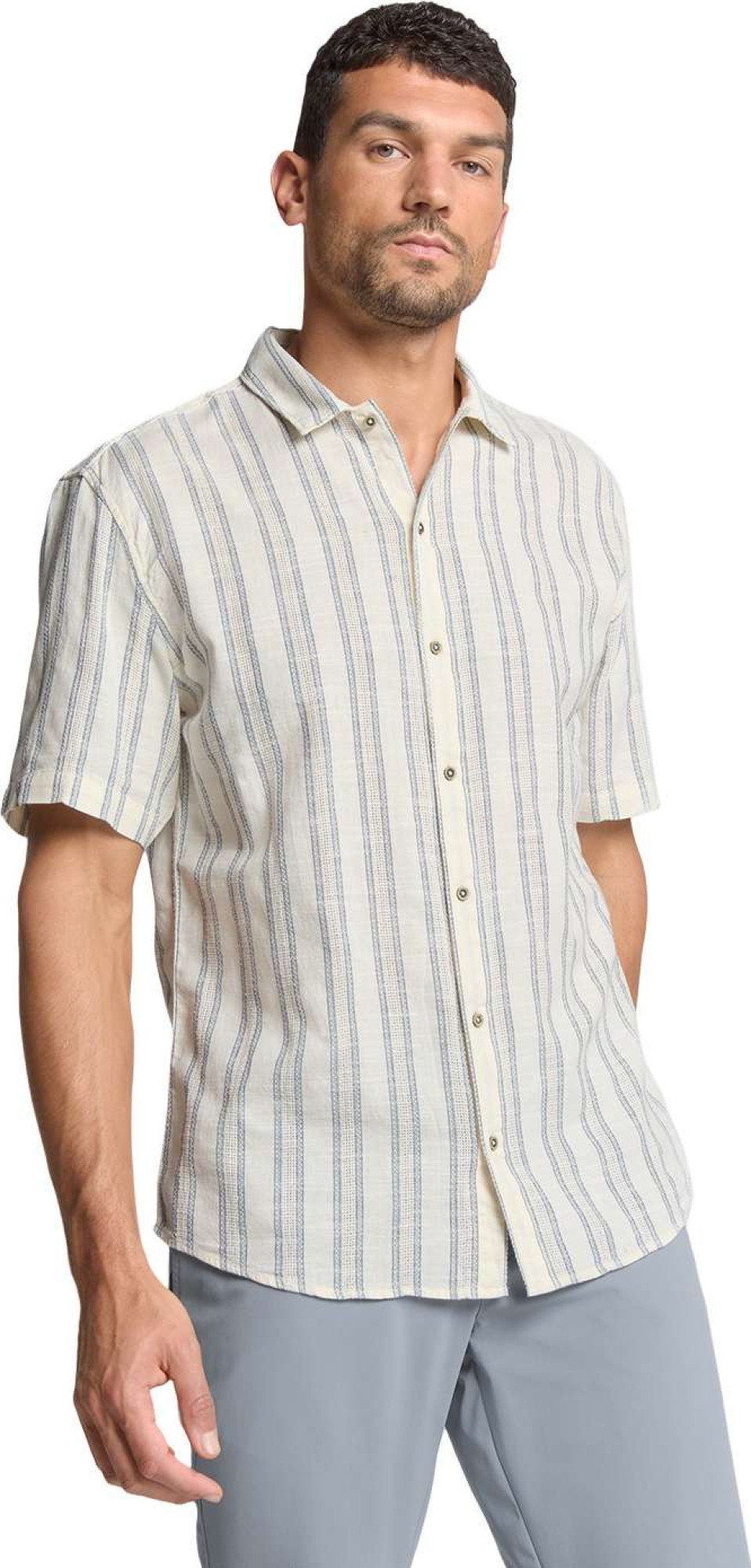 No Excess Shirt short sleeve vertical dobby s offwhite