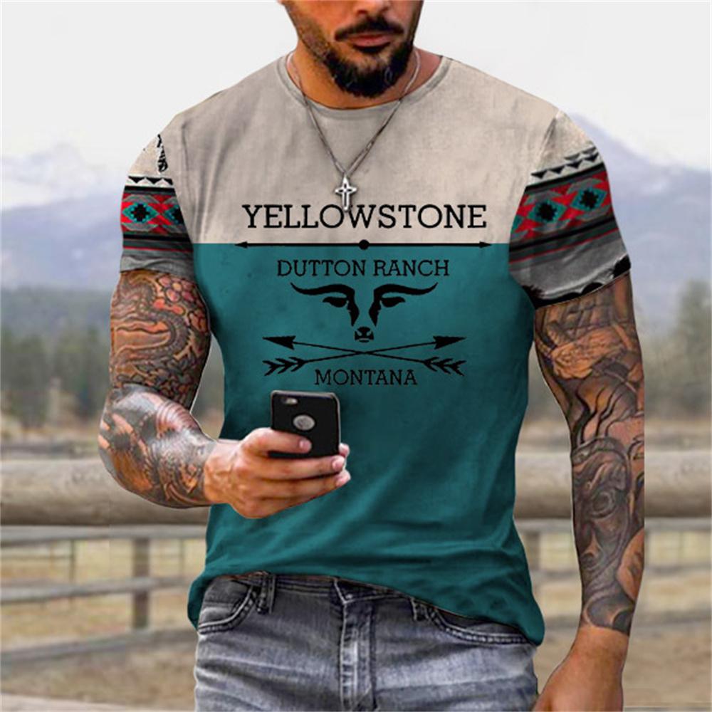 ETST WENDY Gele Steen Gedrukt 3D Mannen Zomer T-shirt Plus Size Loszittende Korte Mouw O-hals Vintage T-shirt Mode Mannelijke Kleding 6XL