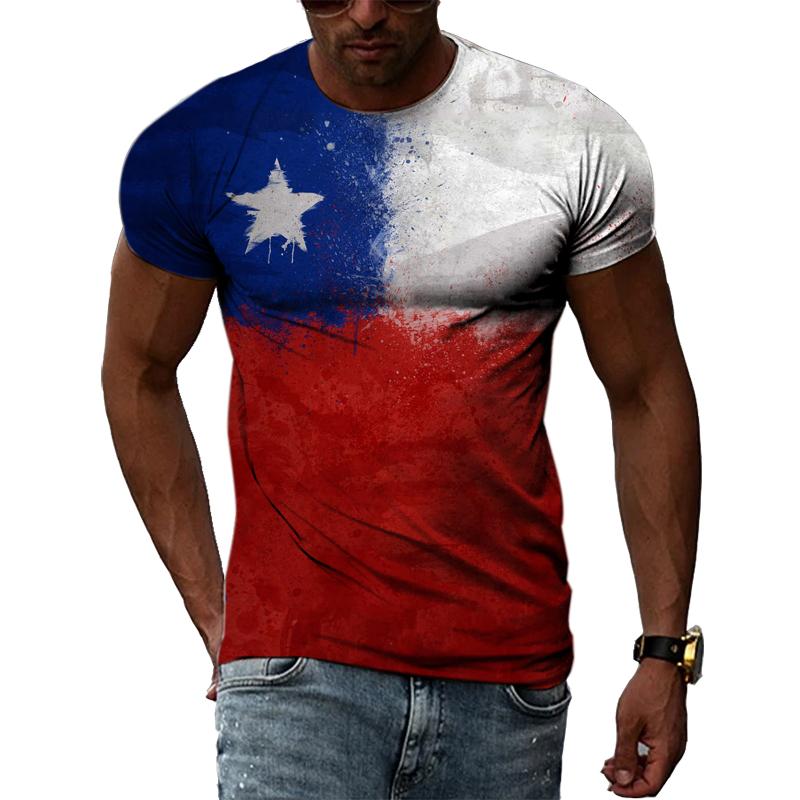 Transmission of love Zomer T-shirts Voor Man 3D Print Hip Hop Harajuku Persoonlijkheid Ronde Hals Korte Mouw Tee Tops Natuurlijke Landschap Chili kaart en Vlag XS