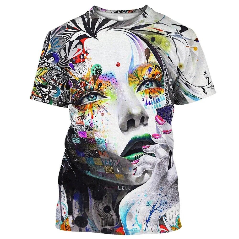 Transmission of love Zomer Heren T-shirt 3D Print Body Art Herenkleding Tees O Hals Oversized Casual Korte Mouw Top Cool hip Hop Streetwear XS