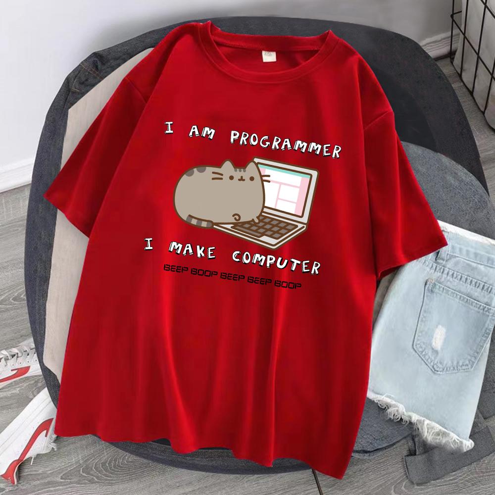 Enter Boutique Sports Clothing Collection Ik ben programmeur, ik maak computers, heren T-shirts, vintage casual tops, oversized, ademend, korte mouwen, heren katoenen kleding S