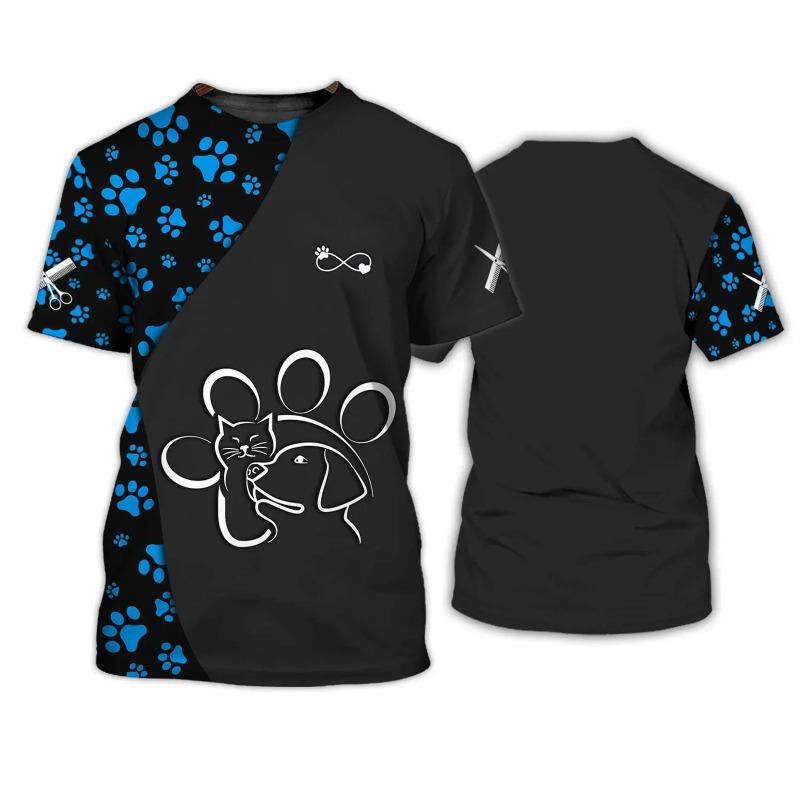 WowClassic Zomermode Kleur 3D Geprint Casual Losse Ronde Hals Korte Mouwen T-shirts Heren S