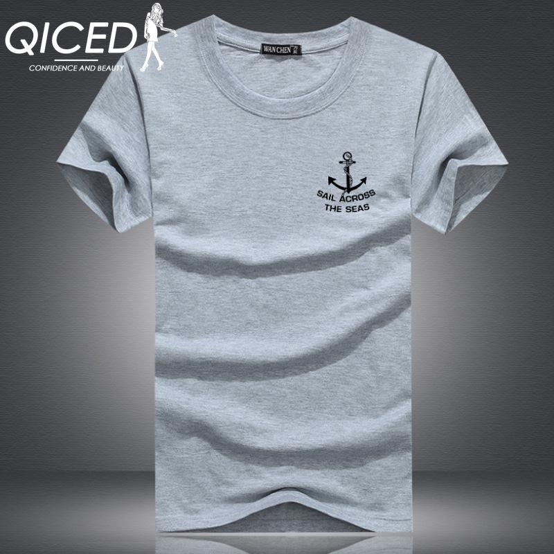 QICED Zomer T-shirt met korte mouwen Heren O-hals Trend Ondershirt S wit