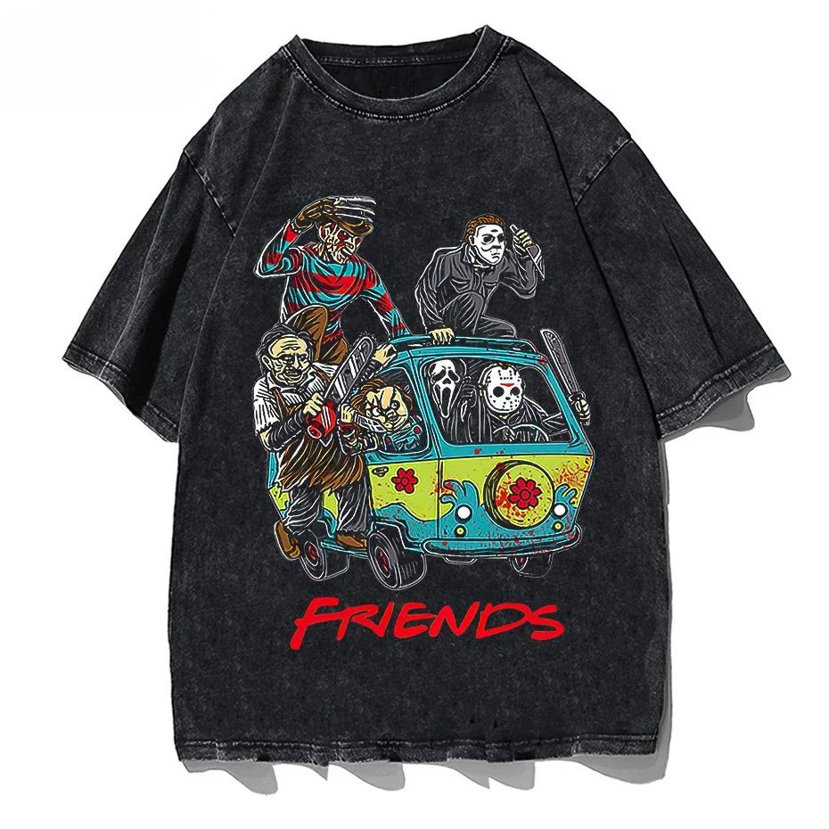Enter Boutique Sports Clothing Collection Horror Friends T-shirt Heren O-hals Coole Zomer T-shirts Korte Mouw T-shirts Mode Tops Zwart Plus Size Tops Herenkleding Tops S zwart