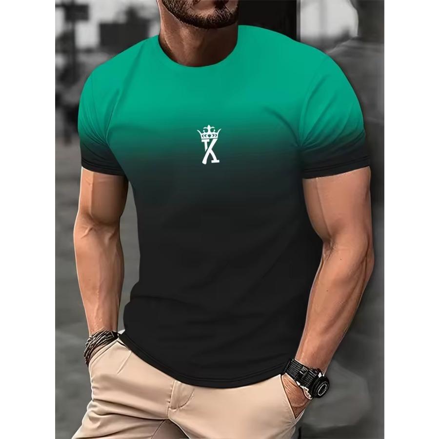 HerSight Heren Casual T-shirt met bonte print, King Fitness Shirt, Oversized Tops met korte mouwen, Jongens Tops, Vintage Heren T-shirts S