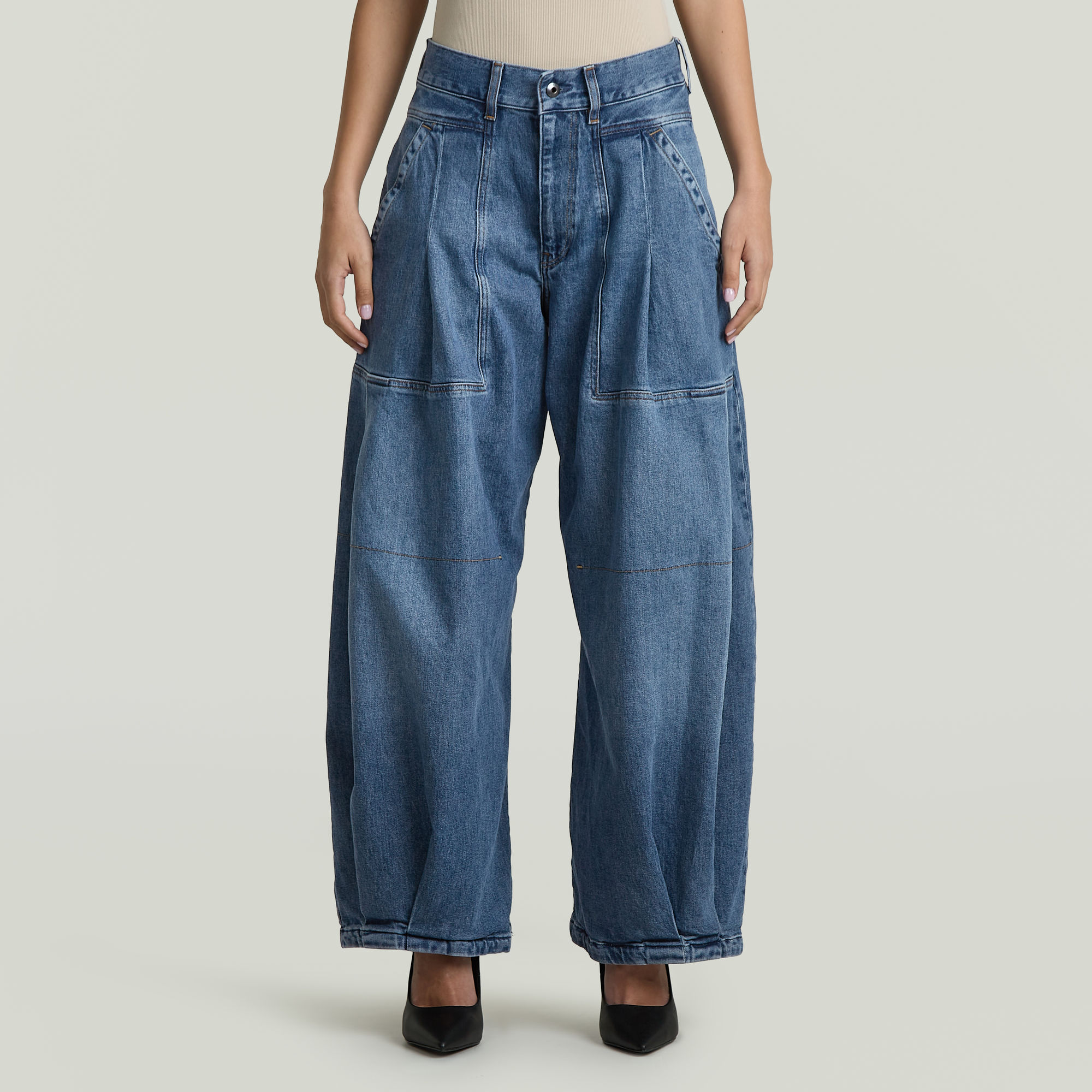 G-Star RAW Pleated Loose Jeans - Midden blauw - Dames