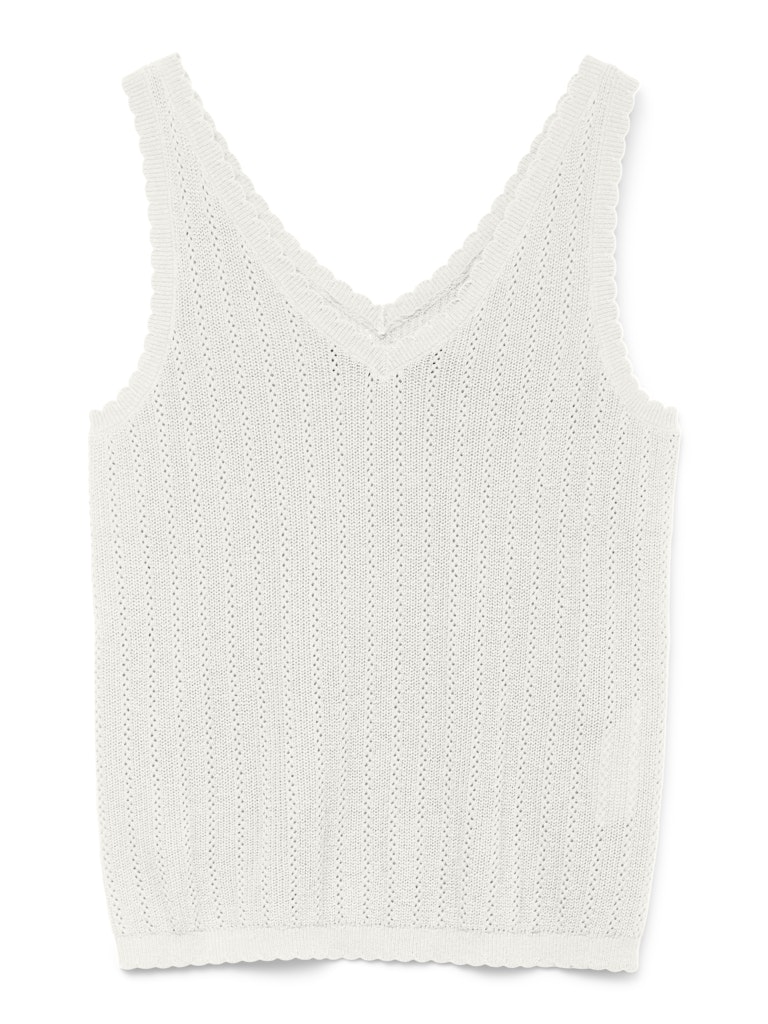 Vero Moda vmluxlight pointelle sl v-neck top 10330773 snow white