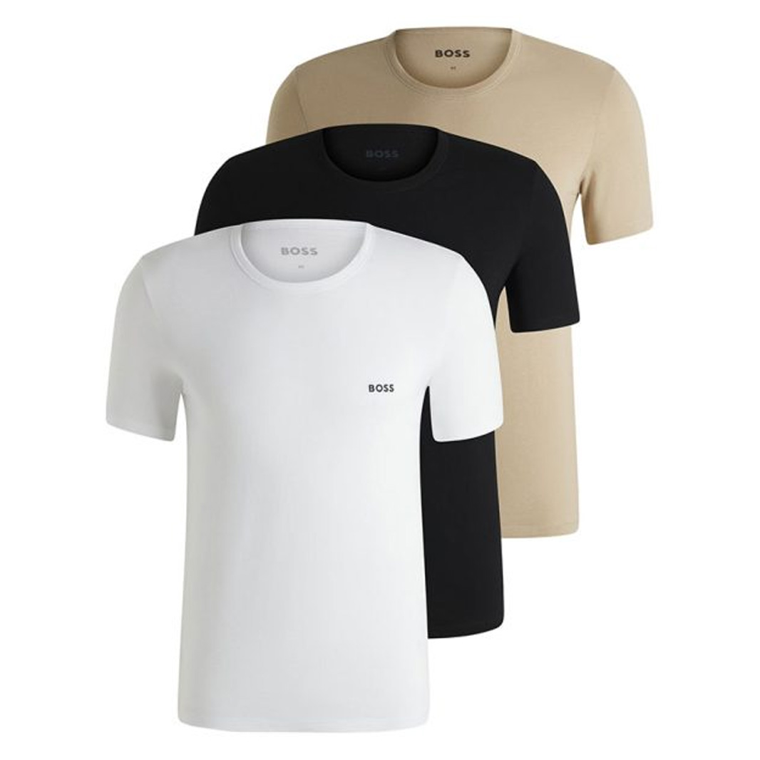 BOSS T-shirt TShirtRN 3P Classic met  borduurwerk (set, 3-delig)