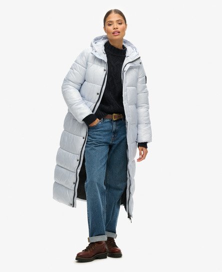 Superdry Vrouwen Lange Xpd Sports Pufferjas Blauw