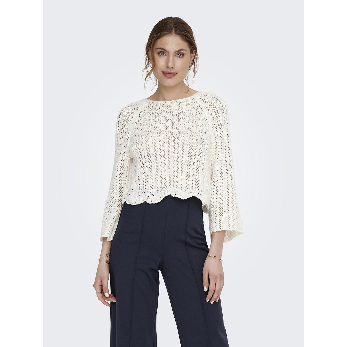 Only Trui met ronde hals ONLNOLA LIFE 3/4 PULLOVER KNT NOOS