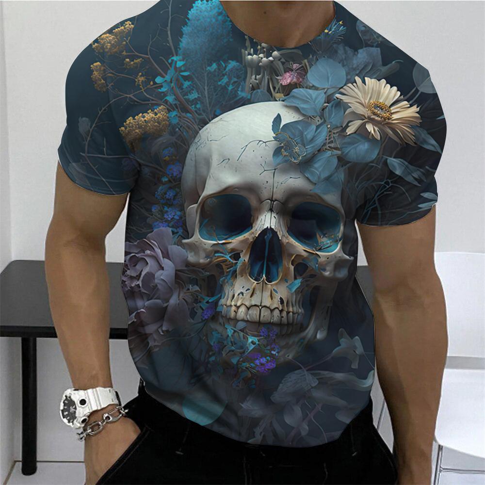 Transmission of love Vintage Schedel T-shirt Mannen Vrouwen Tops Horror Print Tee Mannelijke Vakantie Trui Zomer Korte Mouw 3d T-shirts Casual Losse kleding XS