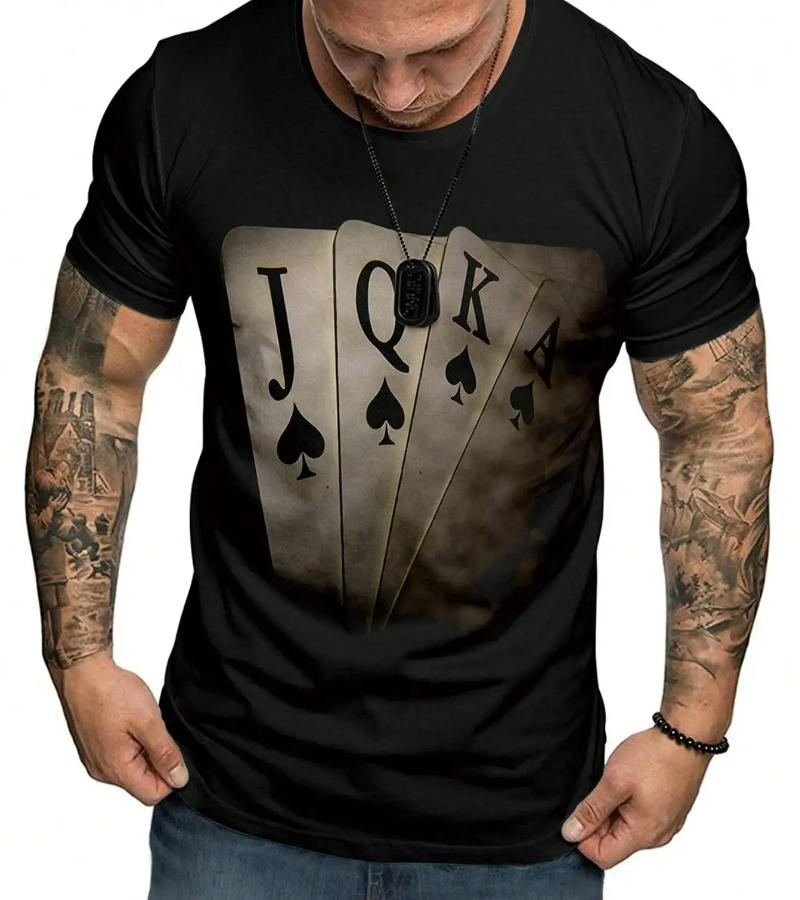 Transmission of love Mode Mannen T-shirt Poker JQK 3d T-shirt Oversized T-shirt Streetwear Casual Korte Mouw Tee Zomer Herenkleding Tops XS