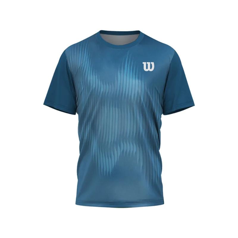 ETST0013 Badminton T-shirt voor heren, tafeltennis, outdoor, hardlopen, fitness, korte mouwen, oversized top, zomer, casual, ronde hals, snel drogend T-shirt S