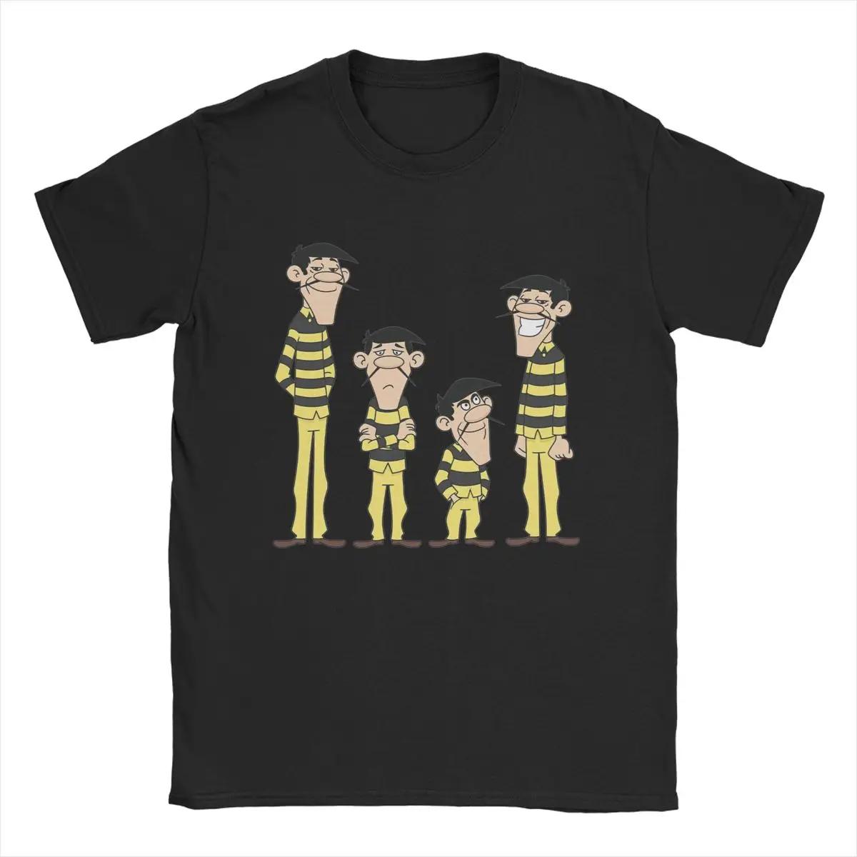 Comfortable season Daltons Lucky Luke Heren T-shirt Nieuwigheid Tees Korte Mouw Ronde Hals T-shirts 100% Katoen Nieuwe Aankomst Kleding S zwart