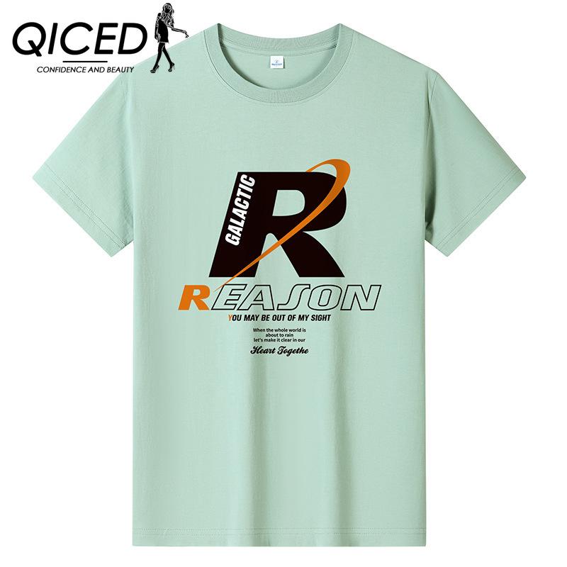 QICED Zomer T-shirt met korte mouwen Heren O-hals Trend Ondershirt S wit