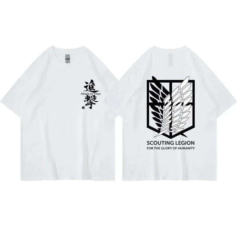 New Young Japanse anime Attack on Titan T-shirt Heren en Dames Zomermode Harajuku Top Gratis bezorging Print Plus Size Y2k Kleding XS wit