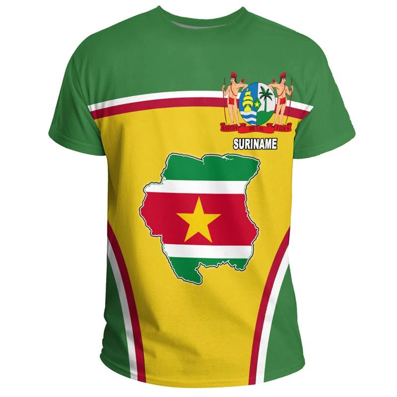 Zengyanqin02 Surinam Flag Graphic T Shirt For Men Suriname National Emblem 3D Printed T-Shirts Summer Bolivian Boy Sport Tops Street Tees XXS