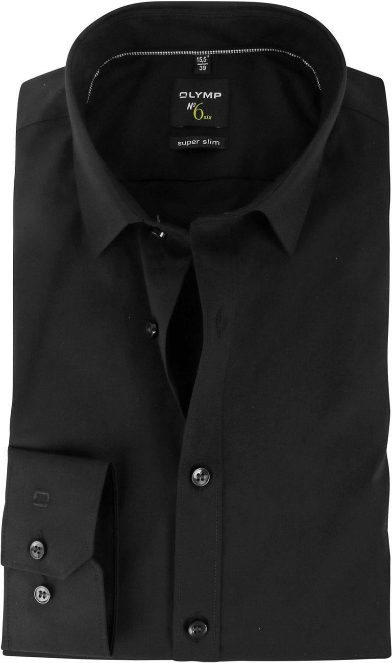 Olymp No'6 six Super Slim Fit Overhemd Zwart