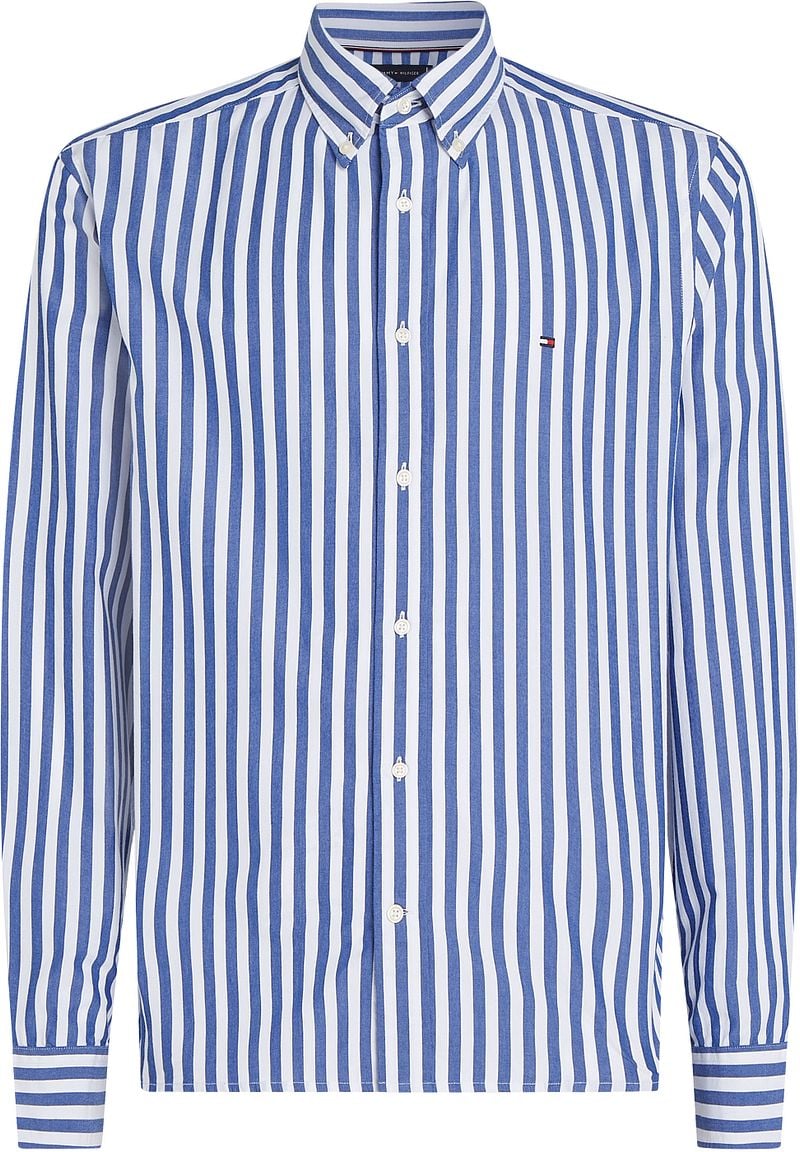 Tommy Hilfiger Poplin Overhemd Streep Blauw