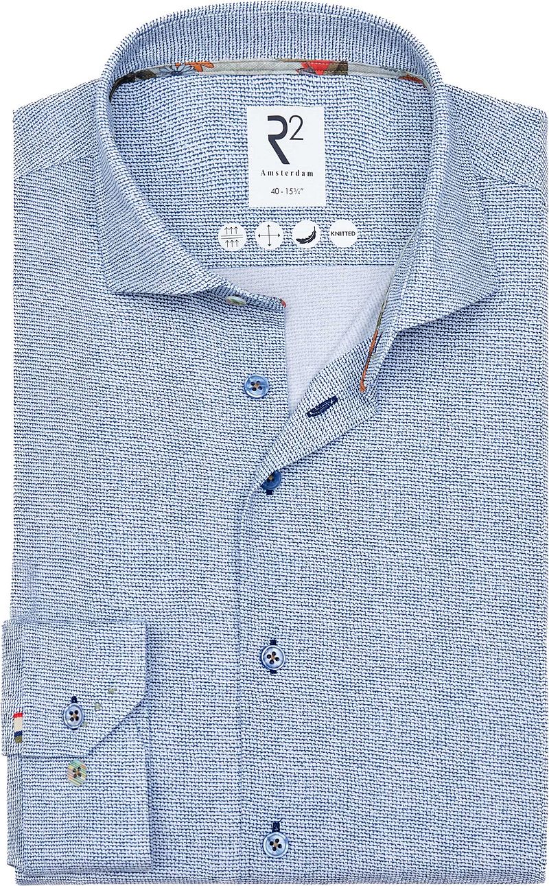 R2 Amsterdam R2 Japanese Knitted Overhemd Print Blauw