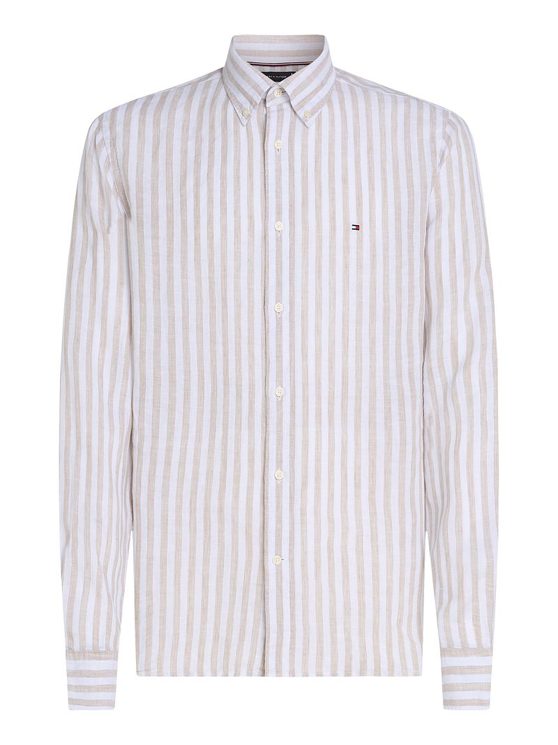 Tommy Hilfiger Overhemd Linnen streep Beige