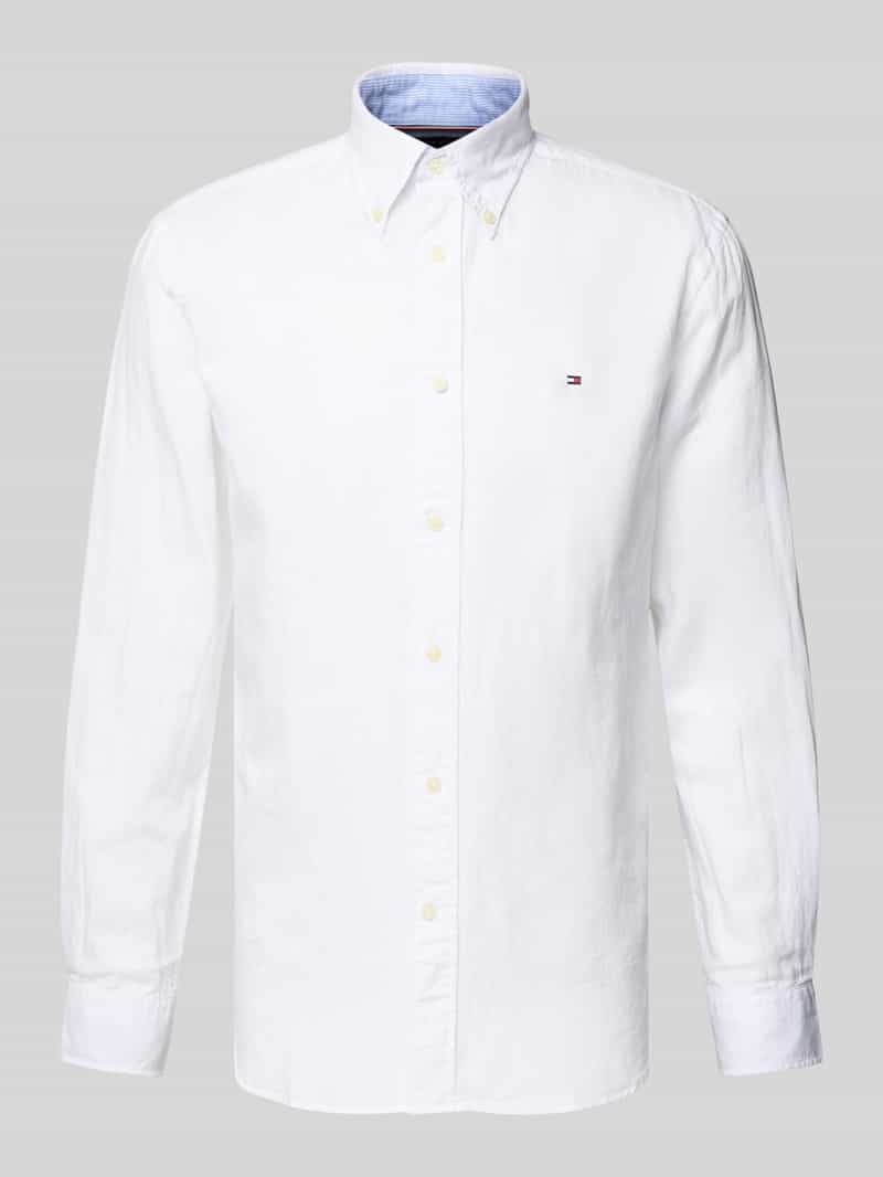 Tommy Hilfiger Overhemd met lange mouwen LINEN BLEND MAO COLLAR SHIRT