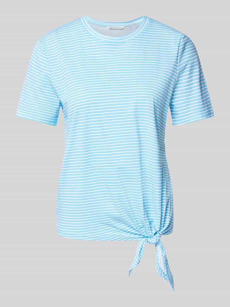 Tom Tailor Denim T-shirt met minimalprint en zij-knoop