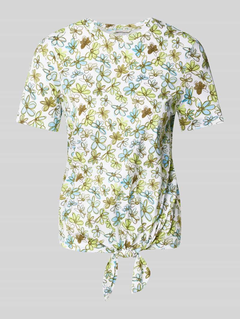 Tom Tailor Denim T-shirt met minimalprint en zij-knoop