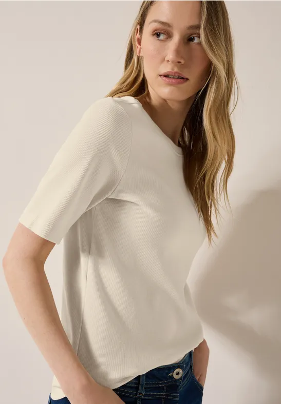 Cecil T-shirt met fijne ribstructuur