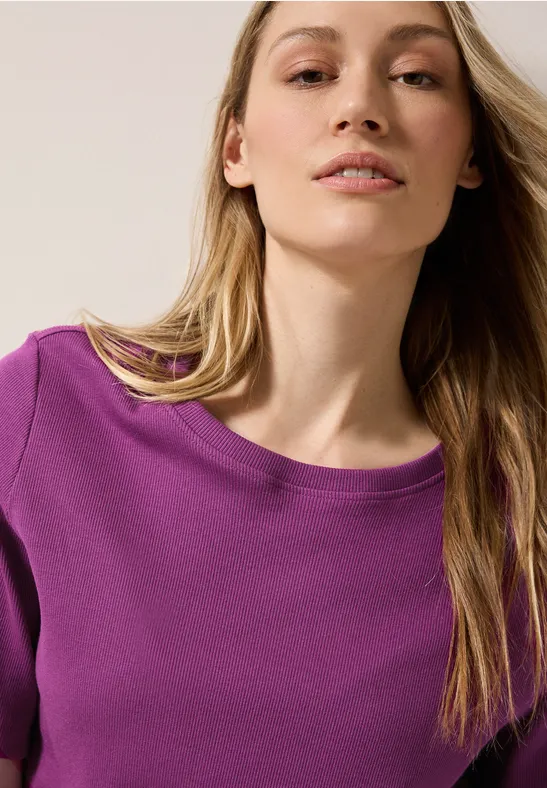 Cecil T-shirt met fijne ribstructuur