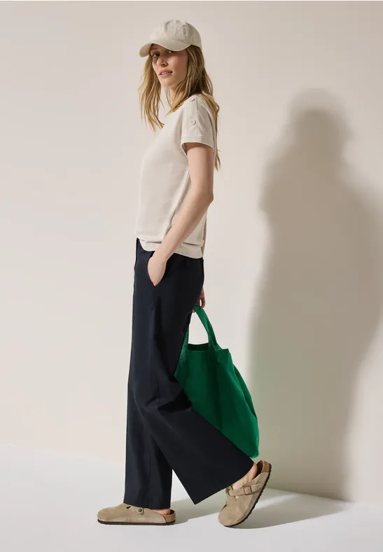 Cecil T-shirt in structuur-look en met knoopdetails