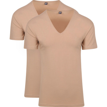 Alan Red T-shirt  T-Shirt V-Neck Stretch Beige 2-Pack