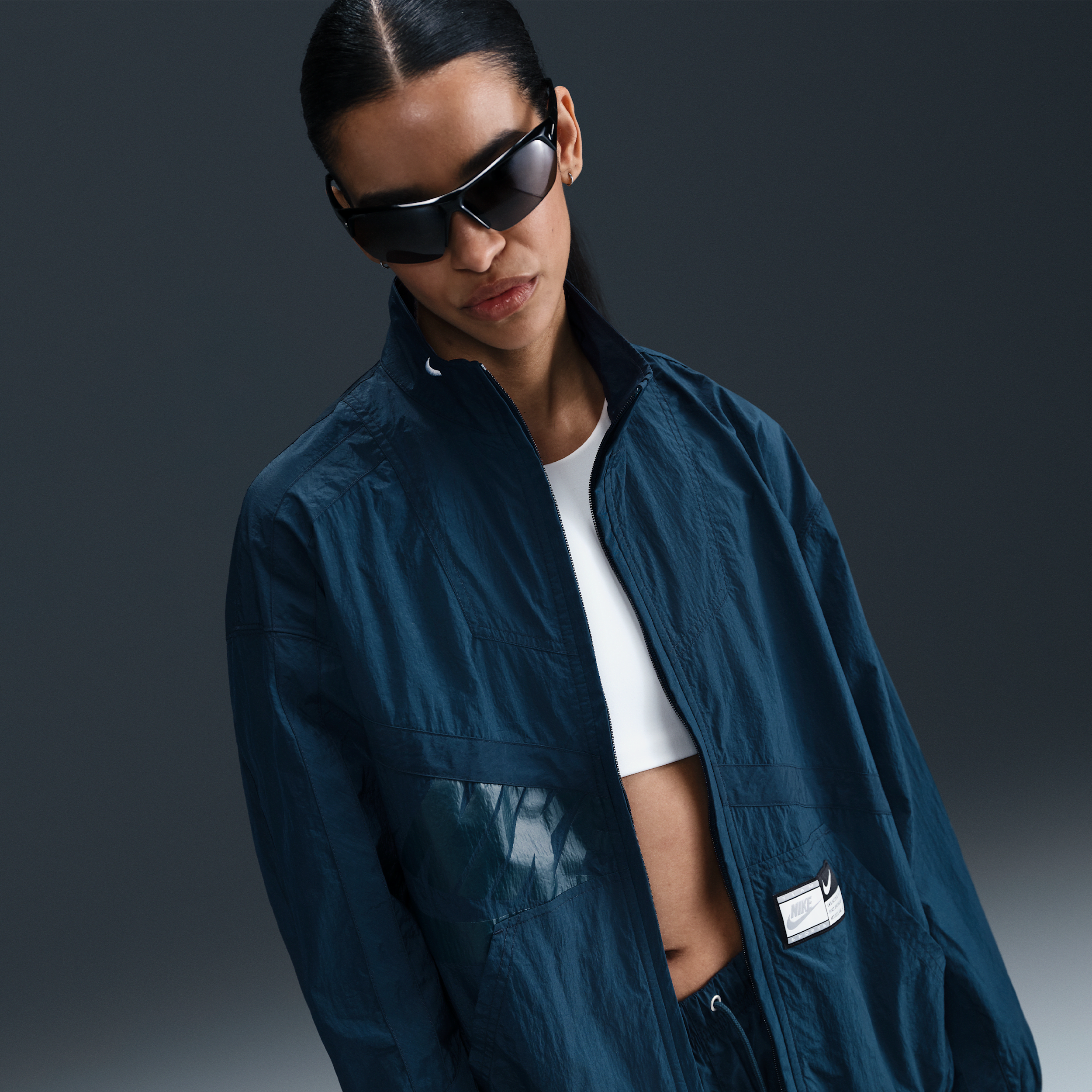 Nike Sportswear oversized geweven damesjack - Blauw