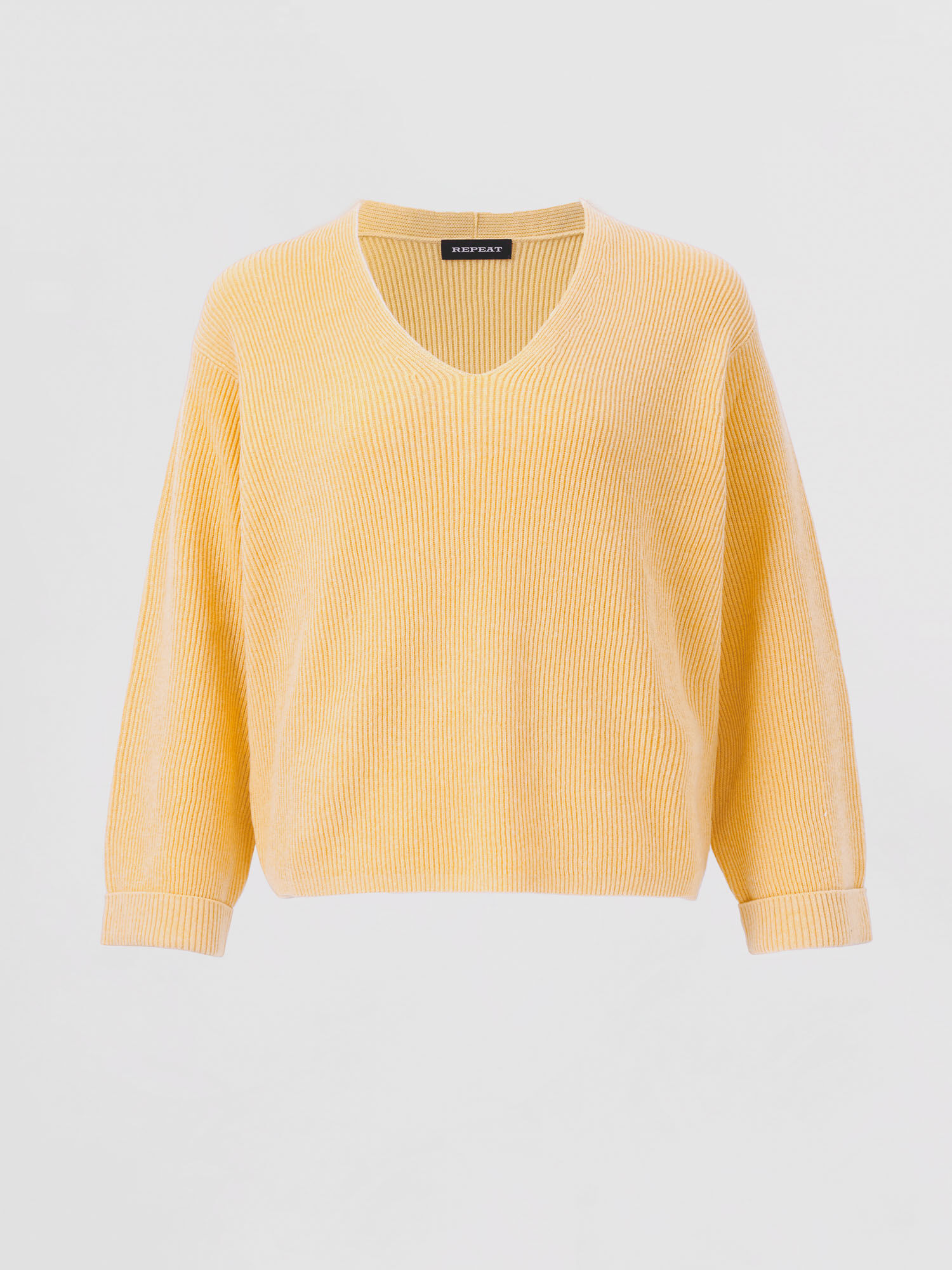 REPEAT cashmere Trui met fijne ribstructuur