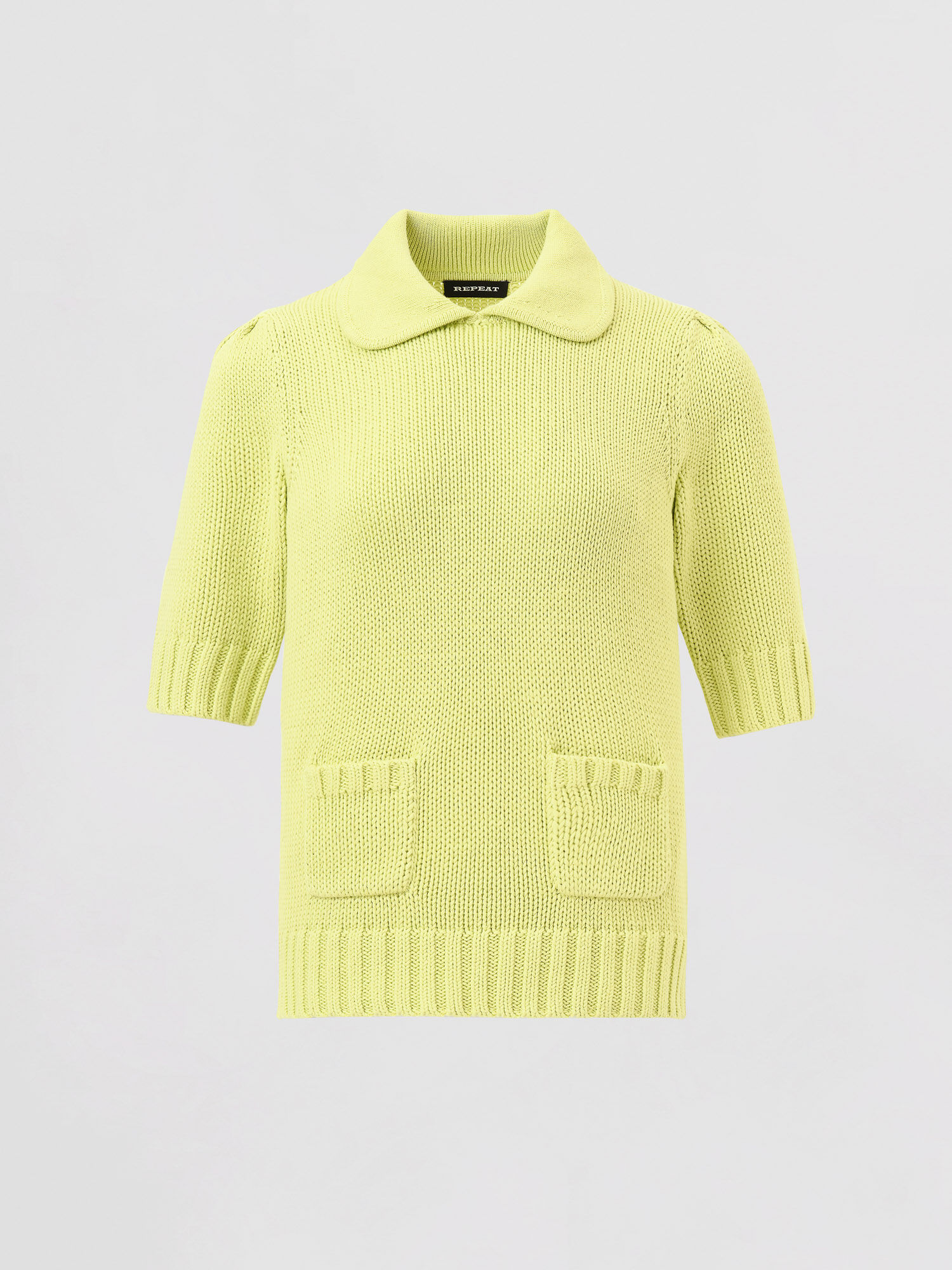 REPEAT cashmere Grofgebreide trui met korte mouwen
