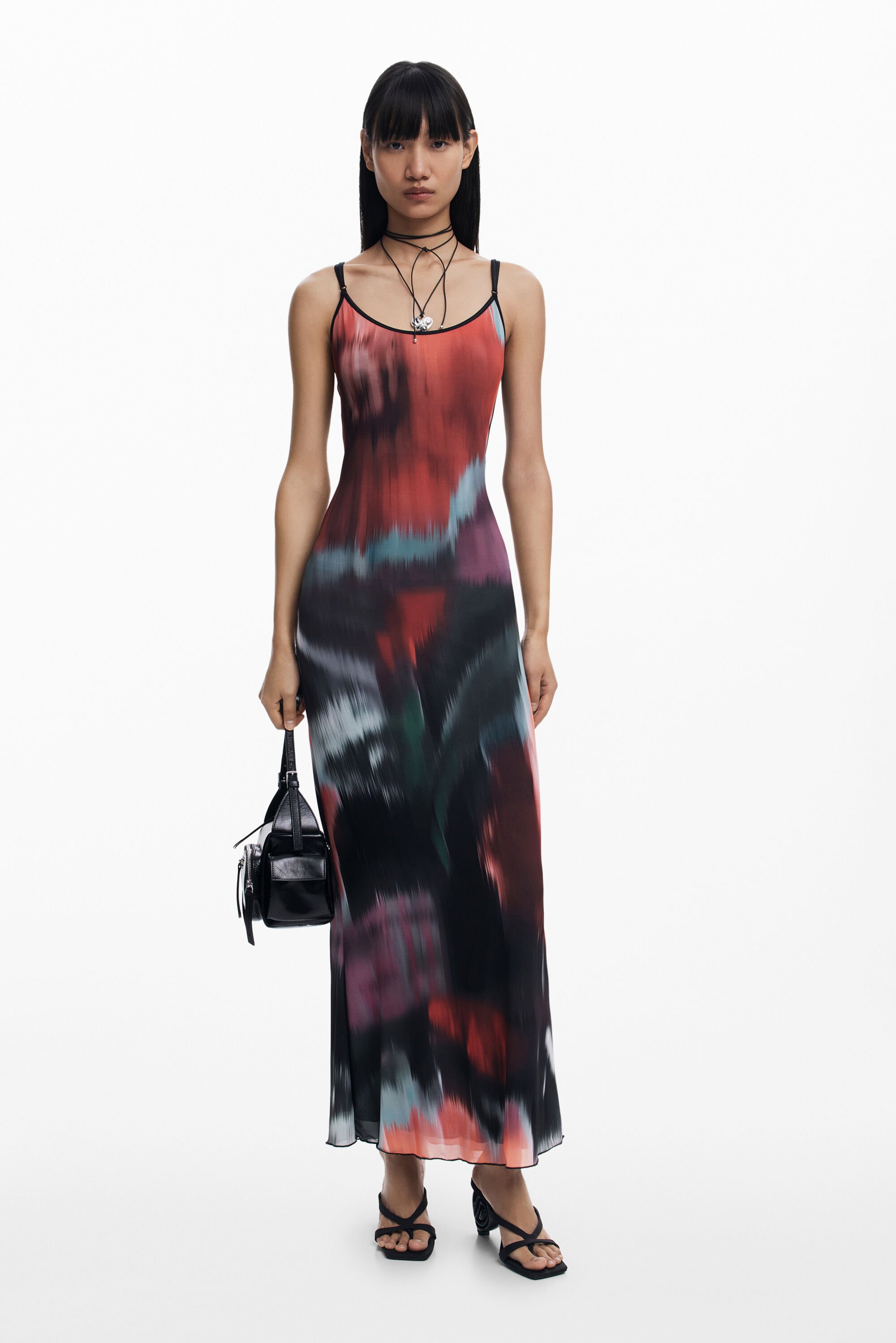 Desigual Midijurk met bloemen en bandjes - RED
