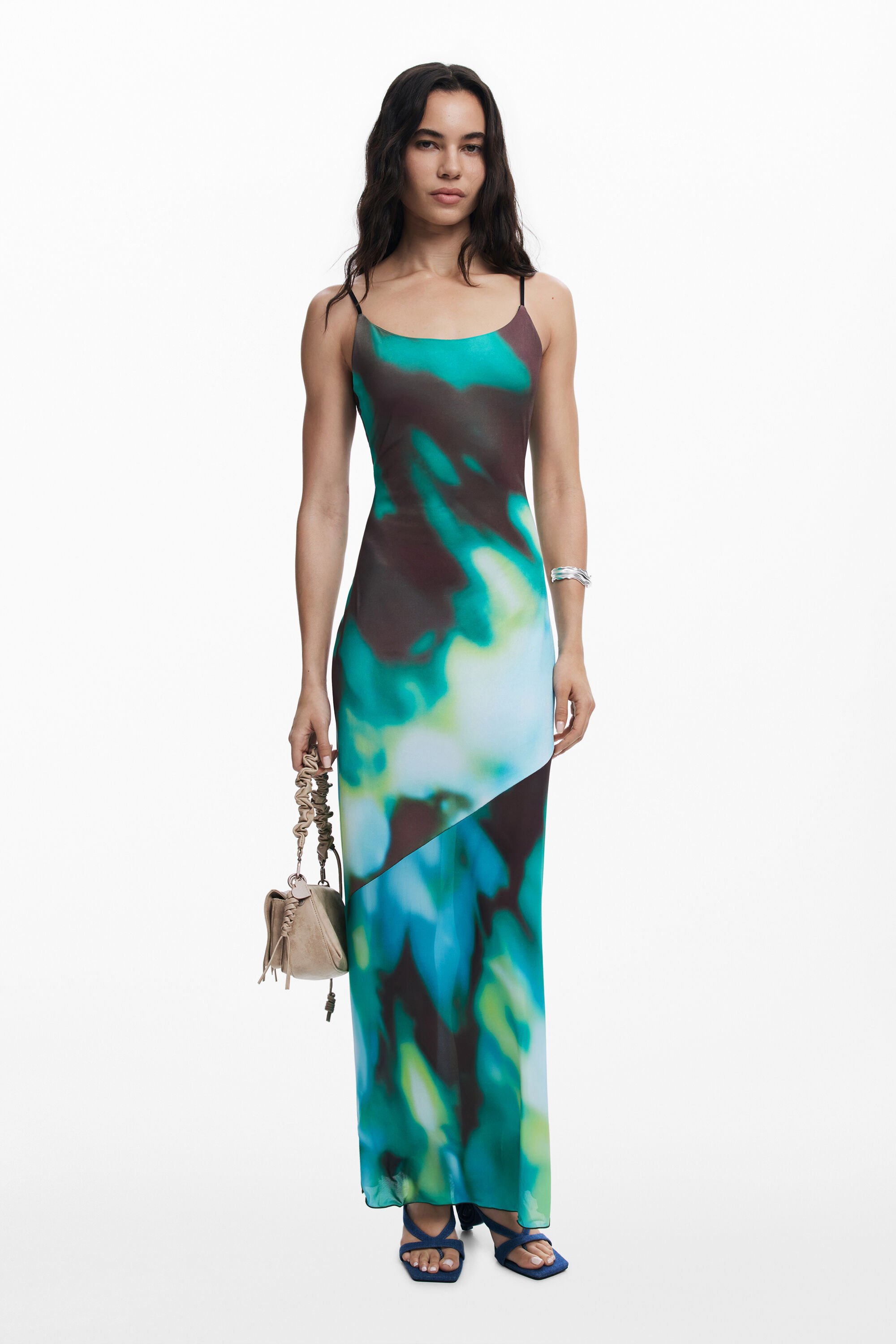 Desigual Tie-Dye jurk met bandjes - GREEN