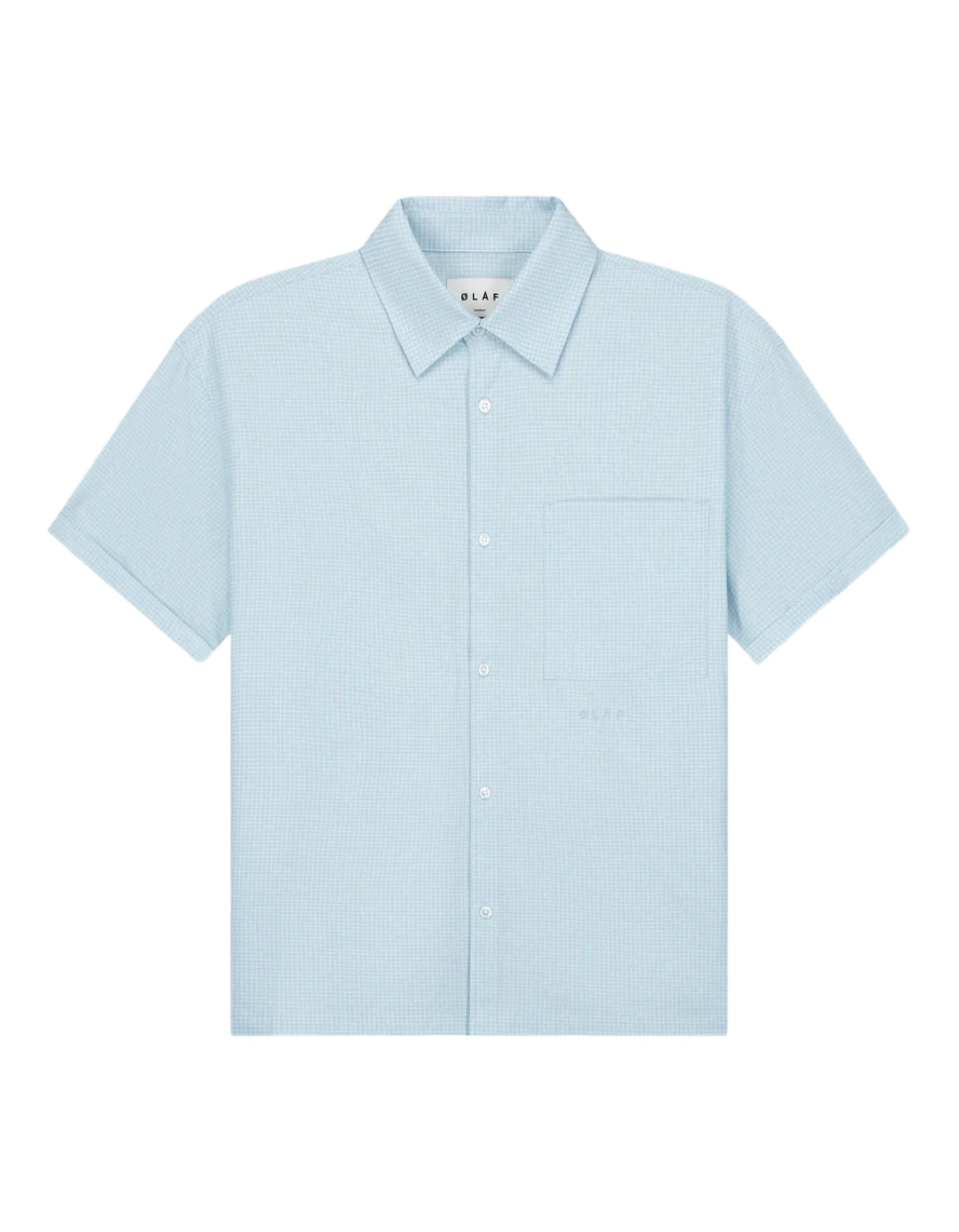 Olaf Hussein Boxy mini check shirt korte mouw overhemden m210302