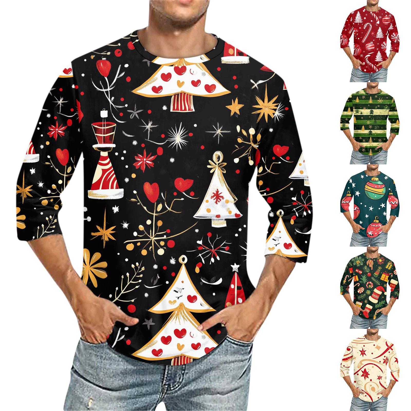 Ximalaya Heren Ronde Hals Driekwart Mouw Top Casual Mode T-shirt L zwart
