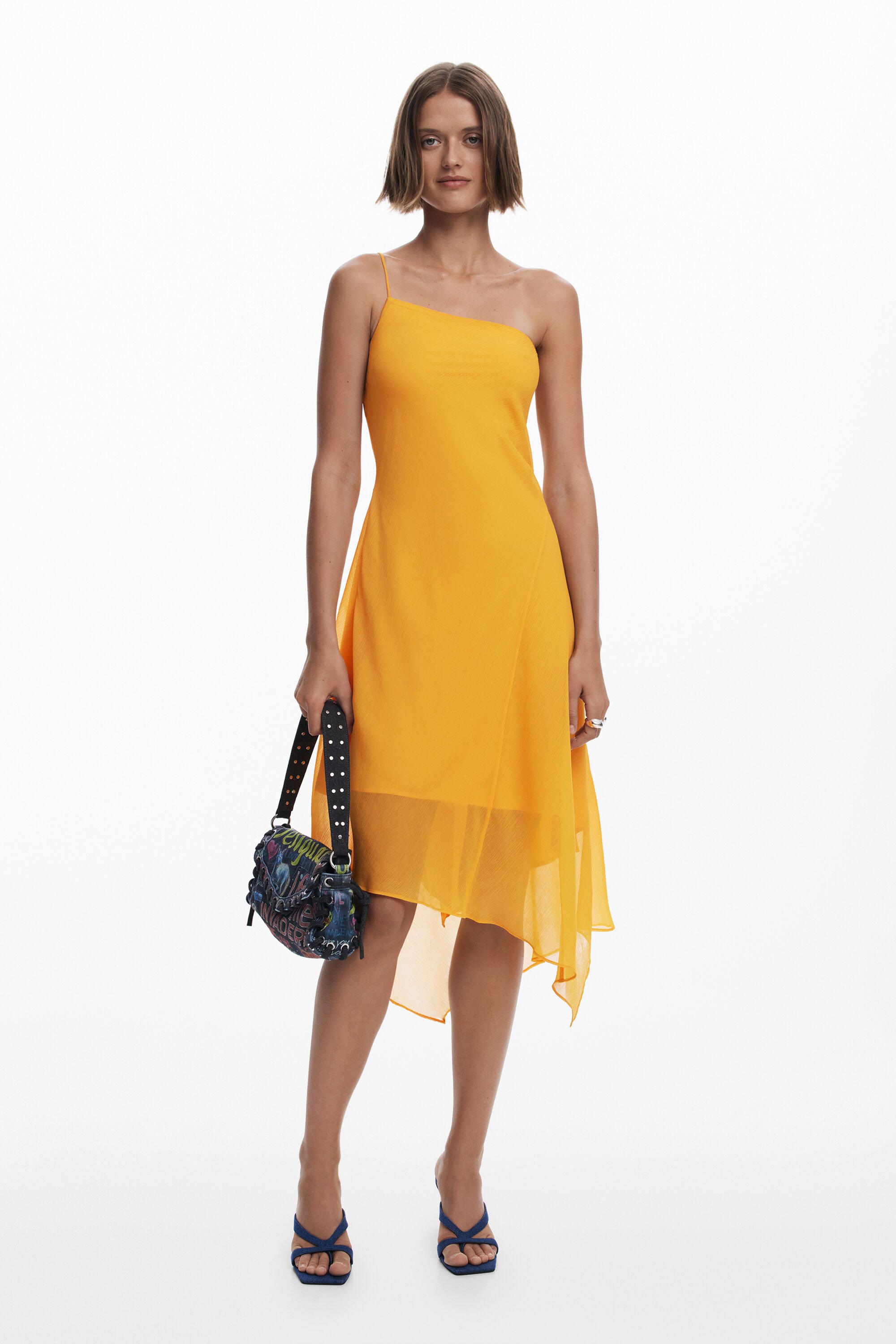 Desigual Asymmetrische midi-jurk met lagen - ORANGE