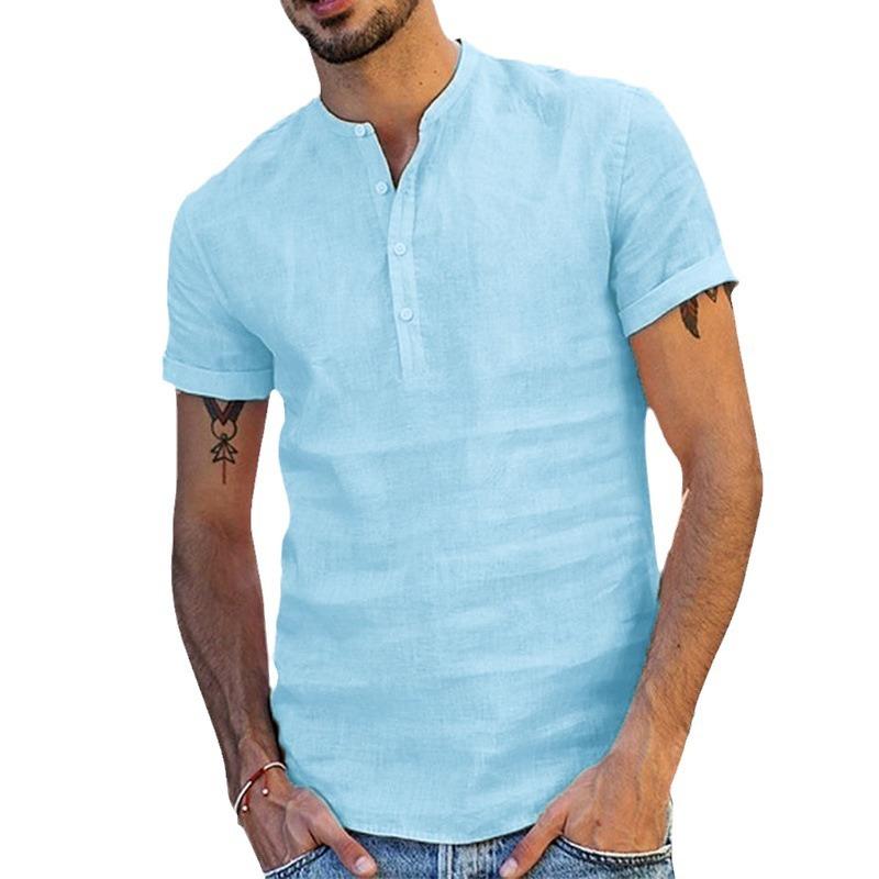 Phoca largha Heren effen ademend Henley-overhemd met knoopsluiting, korte mouwen, losvallend casual T-shirt voor mannen, lichtgewicht, zacht en comfortabel pullovertopje van katoen S wit