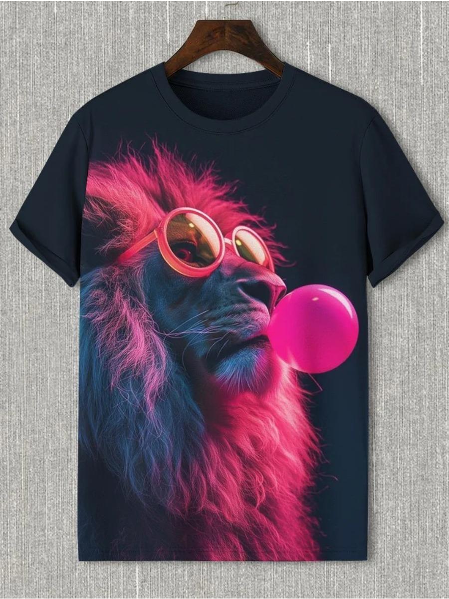 Chaokebang Grappige T-shirt met dierenprint voor heren, korte mouwen, tops, 3D-print, O-hals, shirts, feest, zomer, casual, herenkleding S