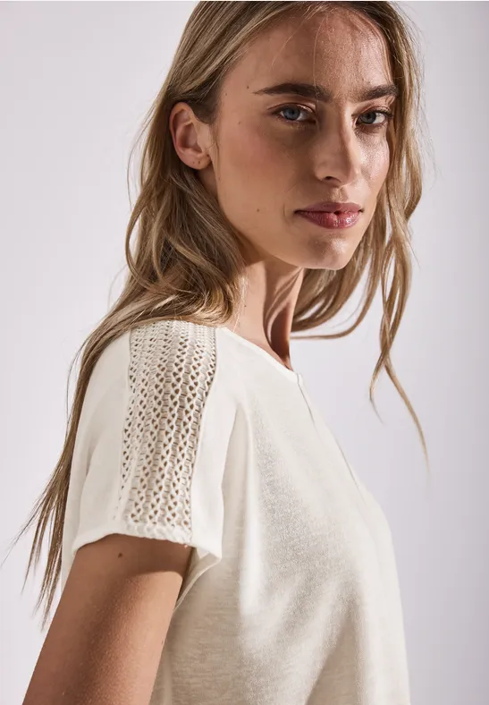 STREET ONE T-shirt met kanten detail