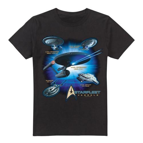 Star Trek Mens Starfleet Vessels T-Shirt 3XL zwart