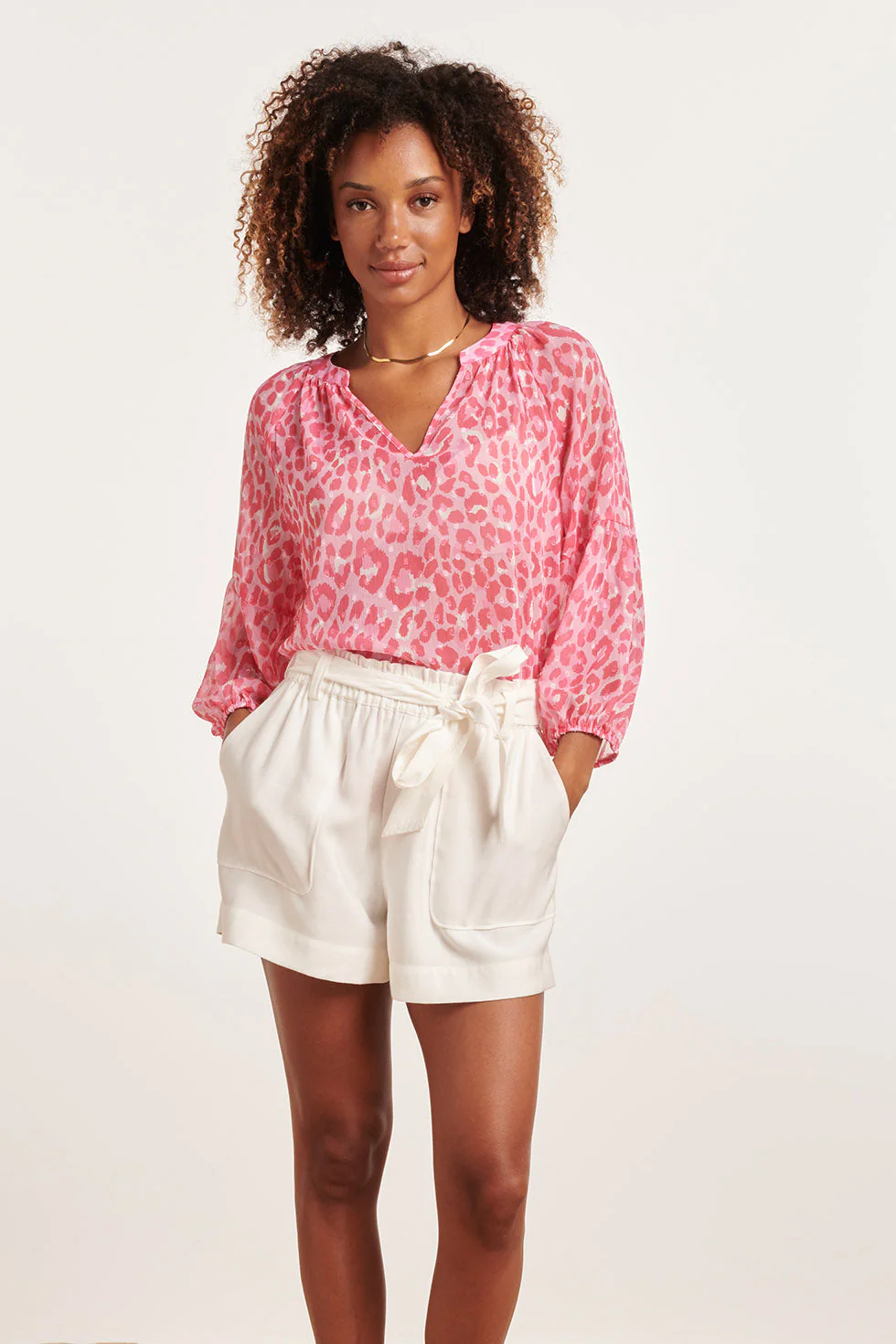 Smashed Lemon 24301 chiffon top met 3/4 pofmouwen animal print |